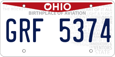 OH license plate GRF5374