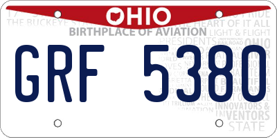 OH license plate GRF5380