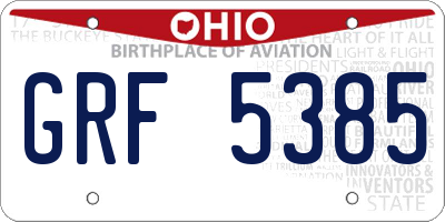 OH license plate GRF5385