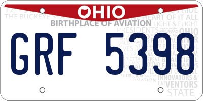 OH license plate GRF5398