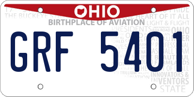 OH license plate GRF5401