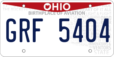 OH license plate GRF5404