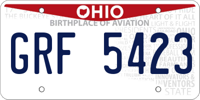 OH license plate GRF5423