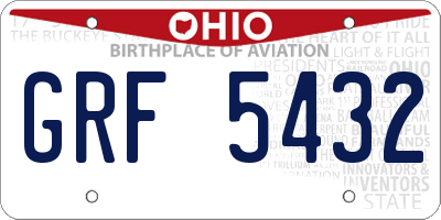 OH license plate GRF5432