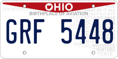 OH license plate GRF5448
