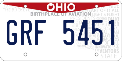 OH license plate GRF5451