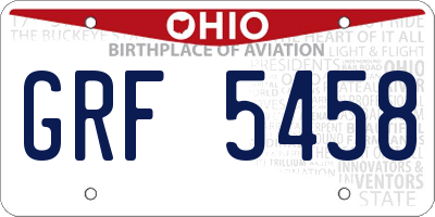OH license plate GRF5458