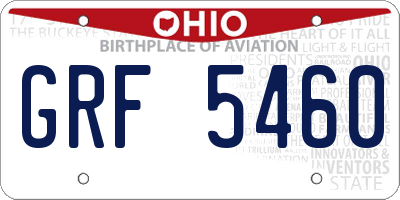 OH license plate GRF5460