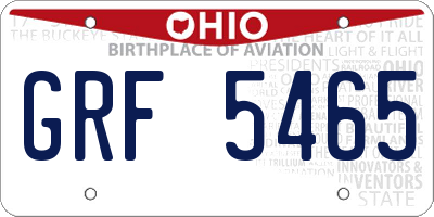 OH license plate GRF5465