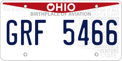 OH license plate GRF5466