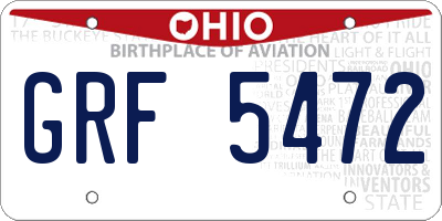 OH license plate GRF5472