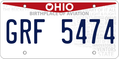 OH license plate GRF5474