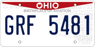 OH license plate GRF5481