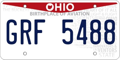 OH license plate GRF5488