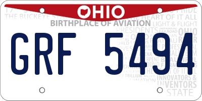 OH license plate GRF5494