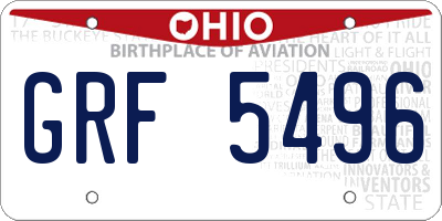 OH license plate GRF5496