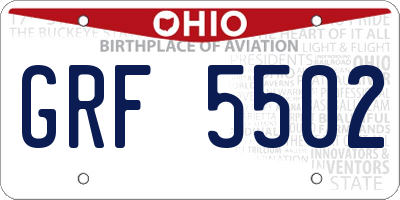 OH license plate GRF5502