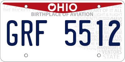 OH license plate GRF5512