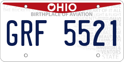 OH license plate GRF5521