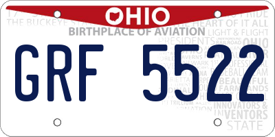 OH license plate GRF5522