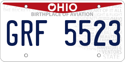 OH license plate GRF5523