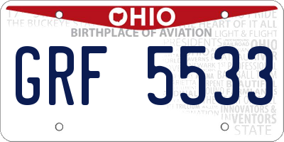 OH license plate GRF5533