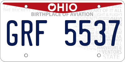 OH license plate GRF5537