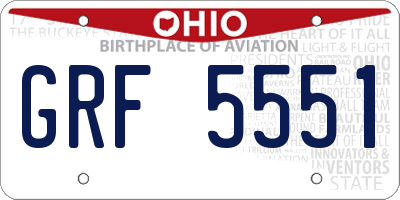 OH license plate GRF5551