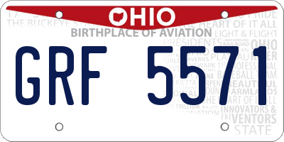 OH license plate GRF5571