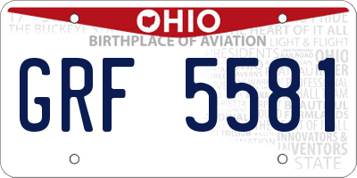 OH license plate GRF5581