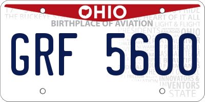 OH license plate GRF5600