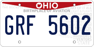 OH license plate GRF5602