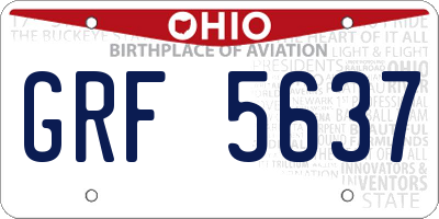 OH license plate GRF5637