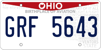 OH license plate GRF5643