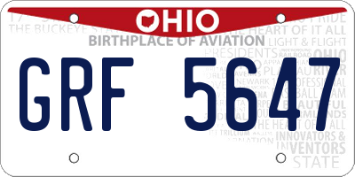 OH license plate GRF5647