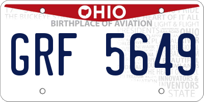 OH license plate GRF5649