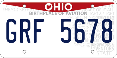 OH license plate GRF5678