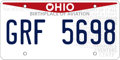 OH license plate GRF5698