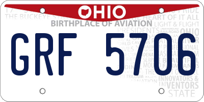 OH license plate GRF5706