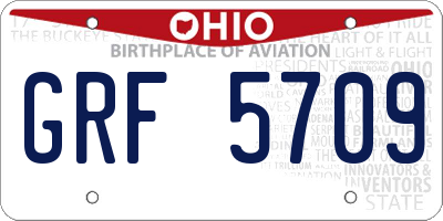OH license plate GRF5709
