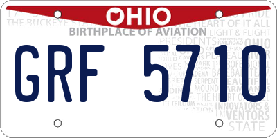 OH license plate GRF5710