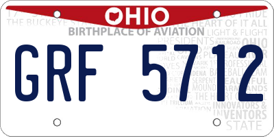 OH license plate GRF5712