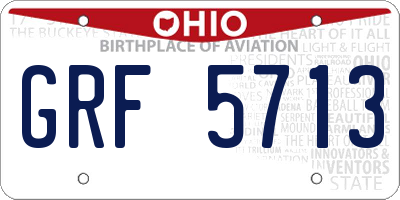 OH license plate GRF5713