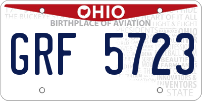 OH license plate GRF5723