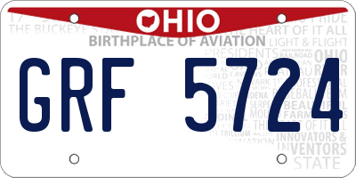 OH license plate GRF5724