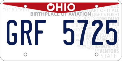 OH license plate GRF5725