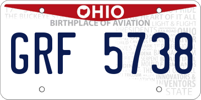 OH license plate GRF5738