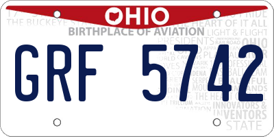 OH license plate GRF5742