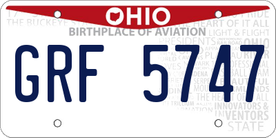 OH license plate GRF5747