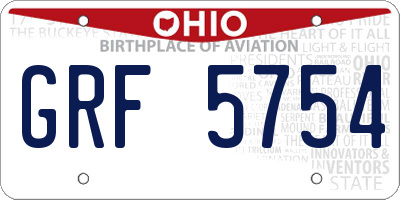 OH license plate GRF5754